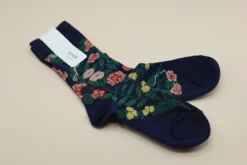 andè strømper - Mørkeblå med blomster