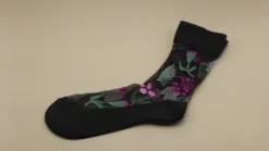 andè strømper - Sort med pink blomster