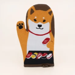 Grillhandske med shiba der spiser sushi